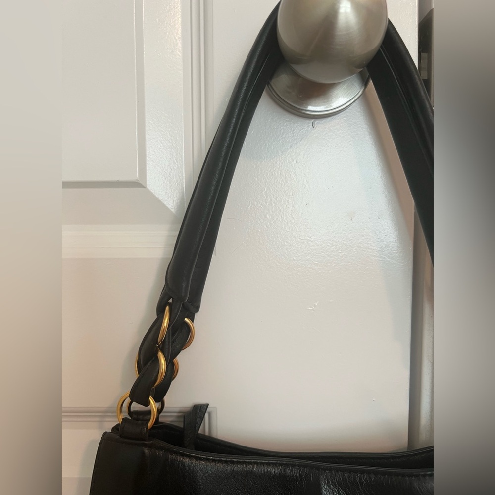 Roberta Di Camerino Black Leather Shoulder Purse ITALY - Picture 3 of 16